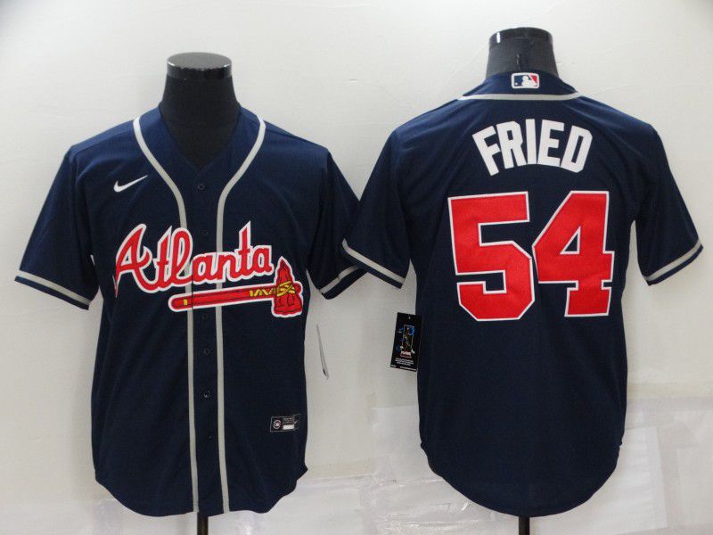 Men Atlanta Braves 54 Max Fried Blue Game 2022 Nike MLB Jersey